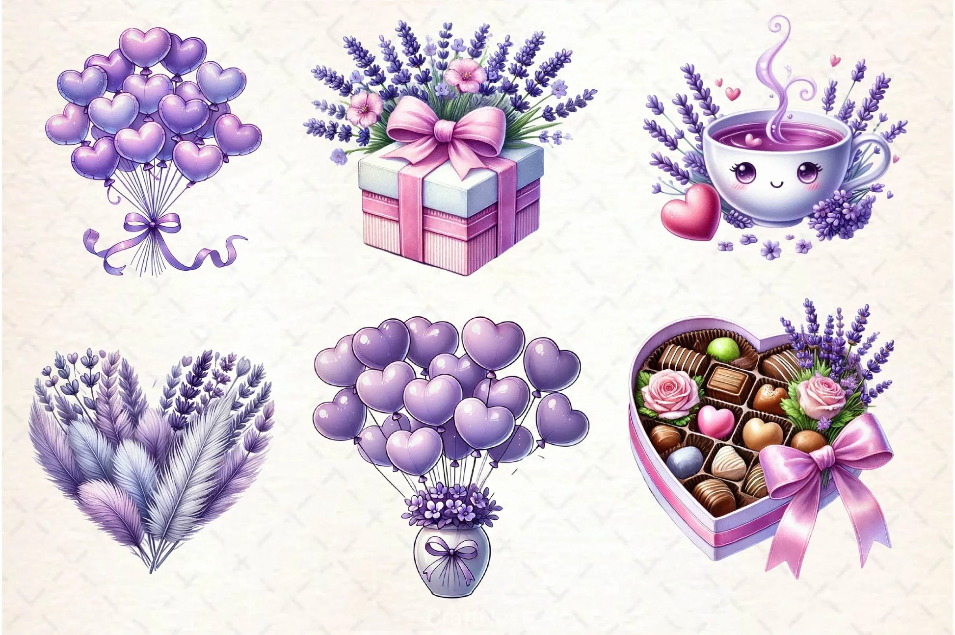 Lavender Valentine Clipart Bundle 2 - CraftNest - Digital Crafting and Art