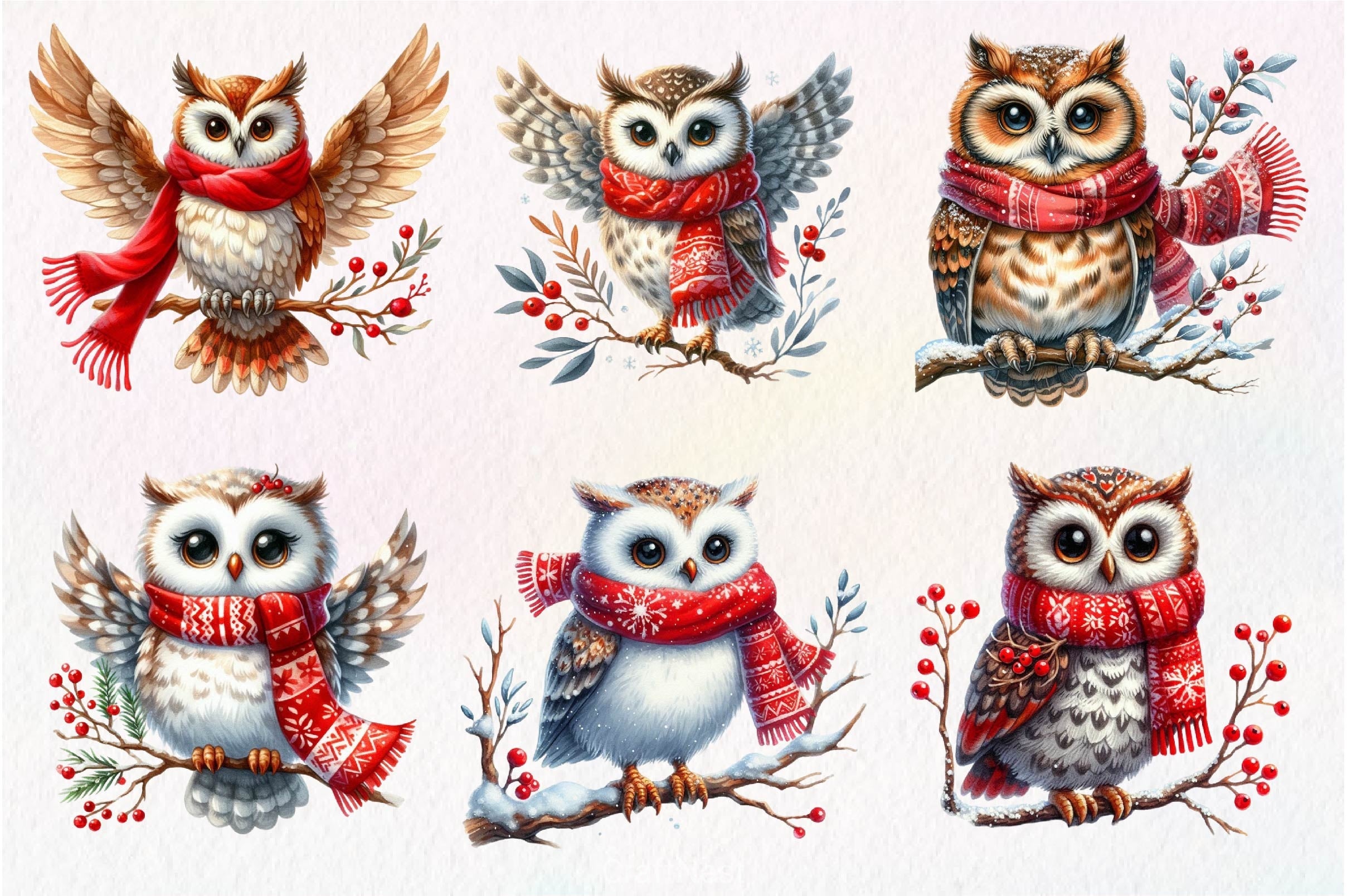 Christmas Owl Clipart Bundle 4 - CraftNest - Digital Crafting and Art