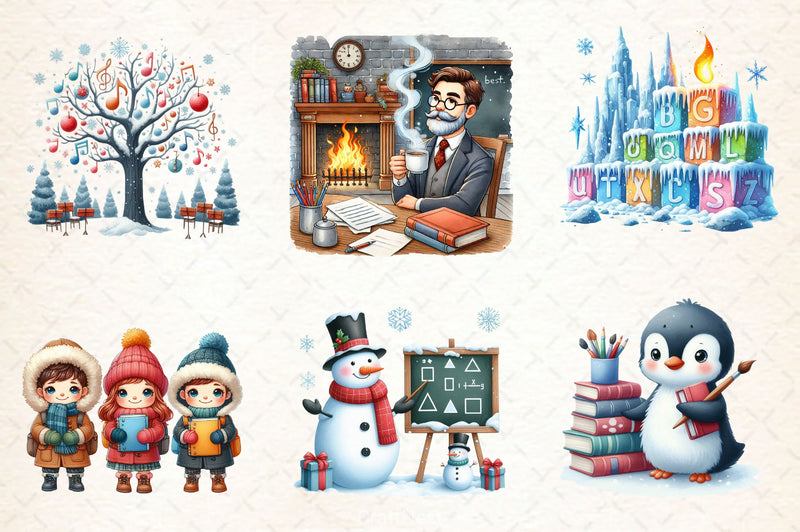 Cozy Winter Educational Clipart Bundle 2 - CraftNest - Digital Crafting and Art