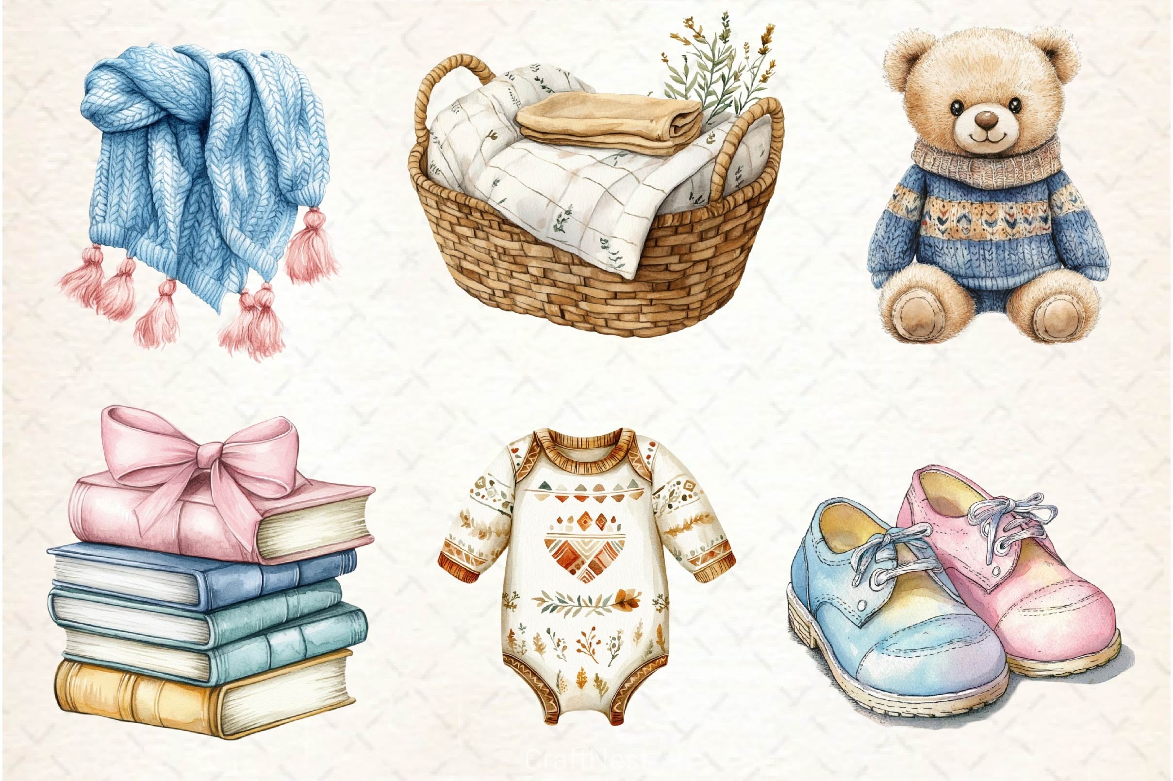 Boho Nursery Baby Clipart Bundle 2 - CraftNest - Digital Crafting and Art