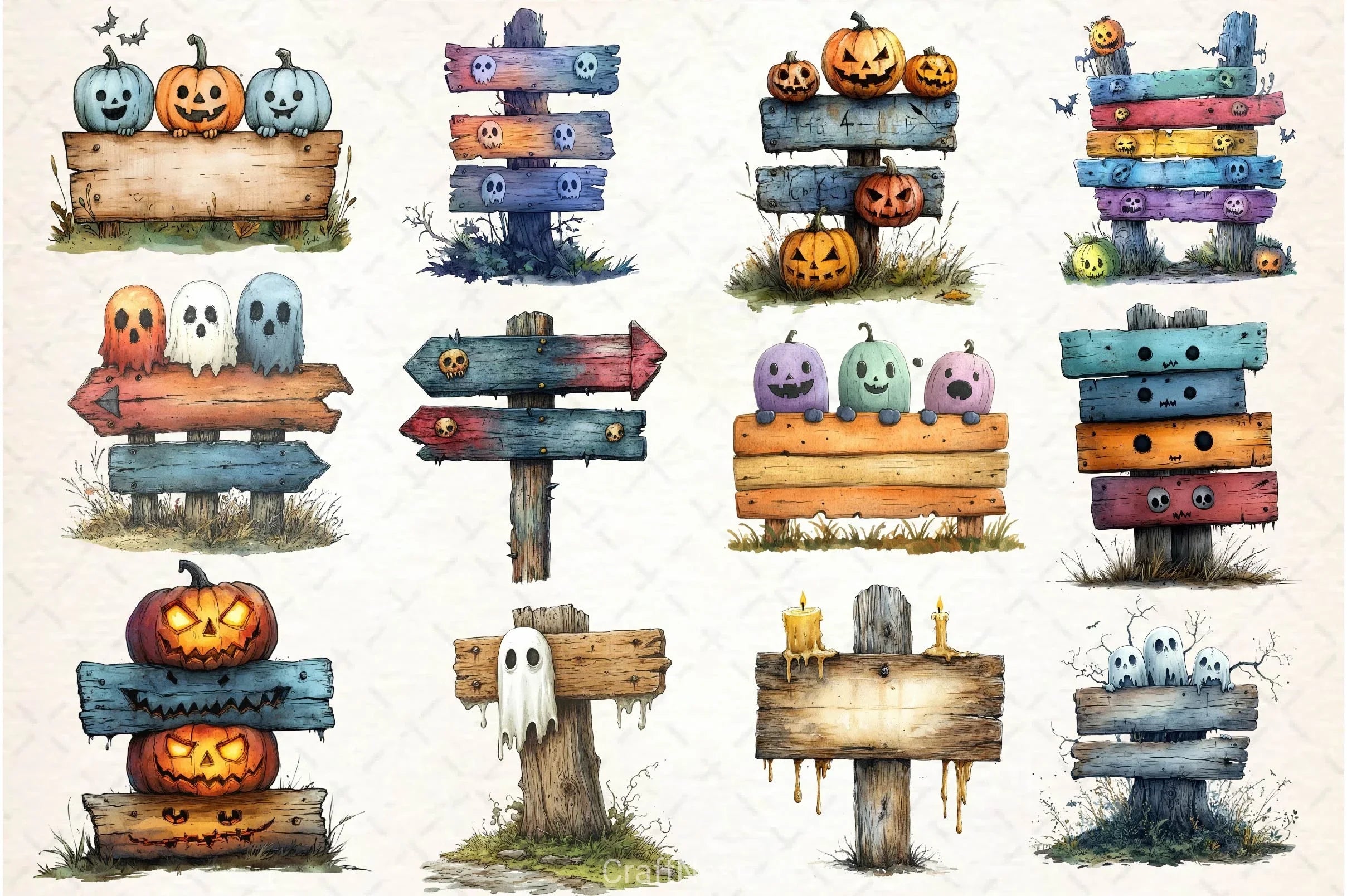Haunted Signpost Clipart Bundle - CraftNest - Digital Crafting and Art