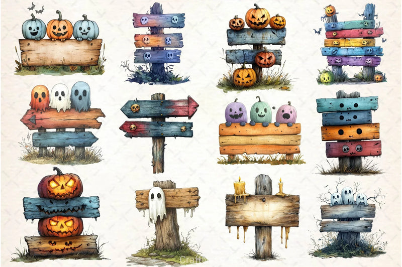Haunted Signpost Clipart Bundle - CraftNest - Digital Crafting and Art