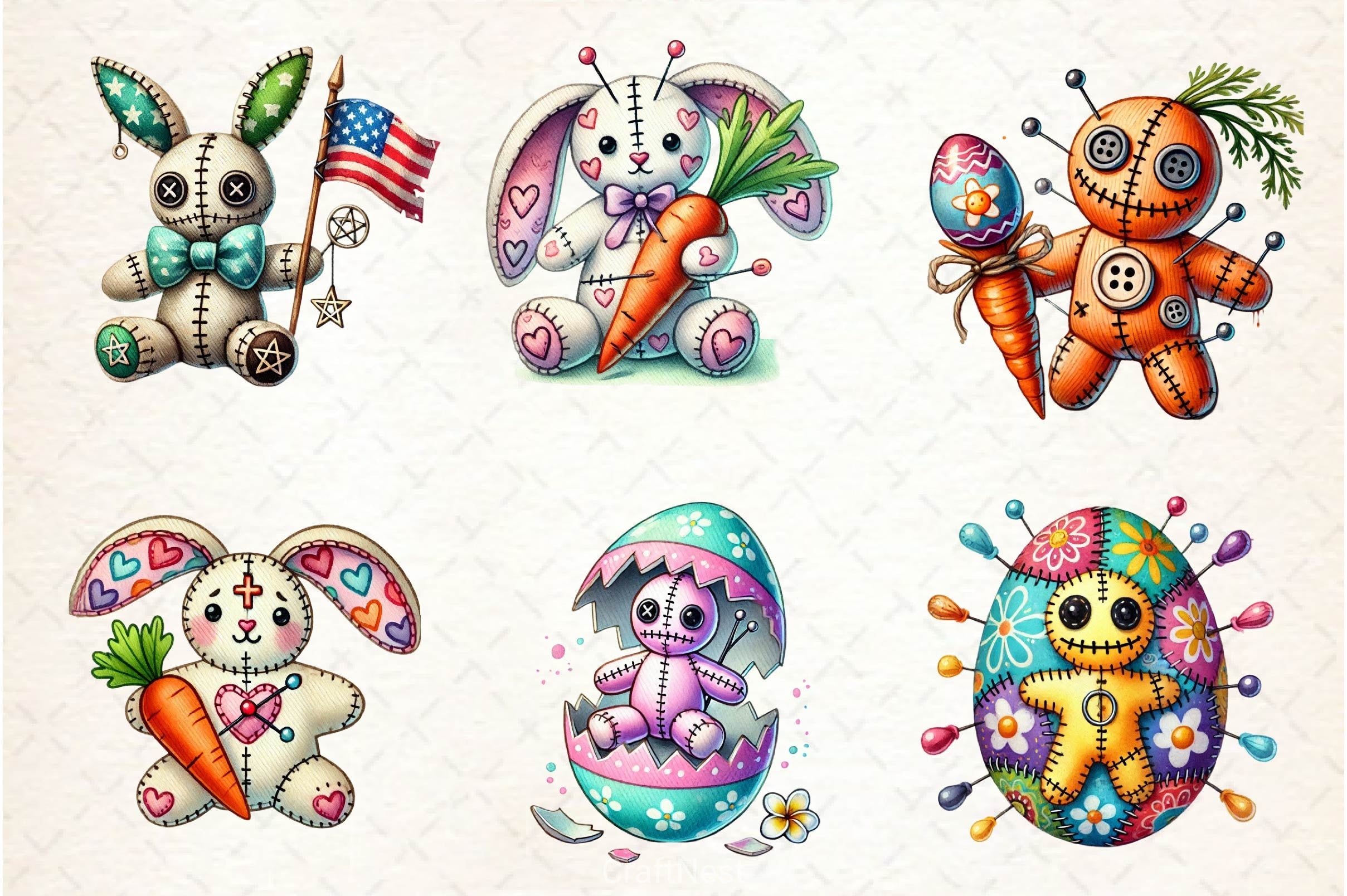 Cute Easter Voodoo Doll Clipart Bundle 2 - CraftNest - Digital Crafting and Art