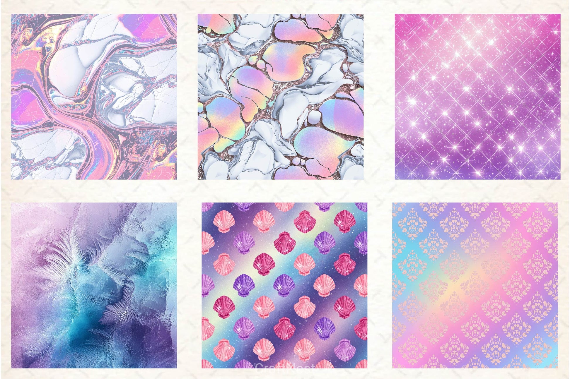 Mermaid Glam Digital Paper - CraftNest - Digital Crafting and Art