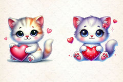 Cute Valentine Kitten Clipart Bundle 2 - CraftNest - Digital Crafting and Art