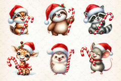 Animals Holding Candy Cane Clipart Bundle - CraftNest - Digital Crafting and Art
