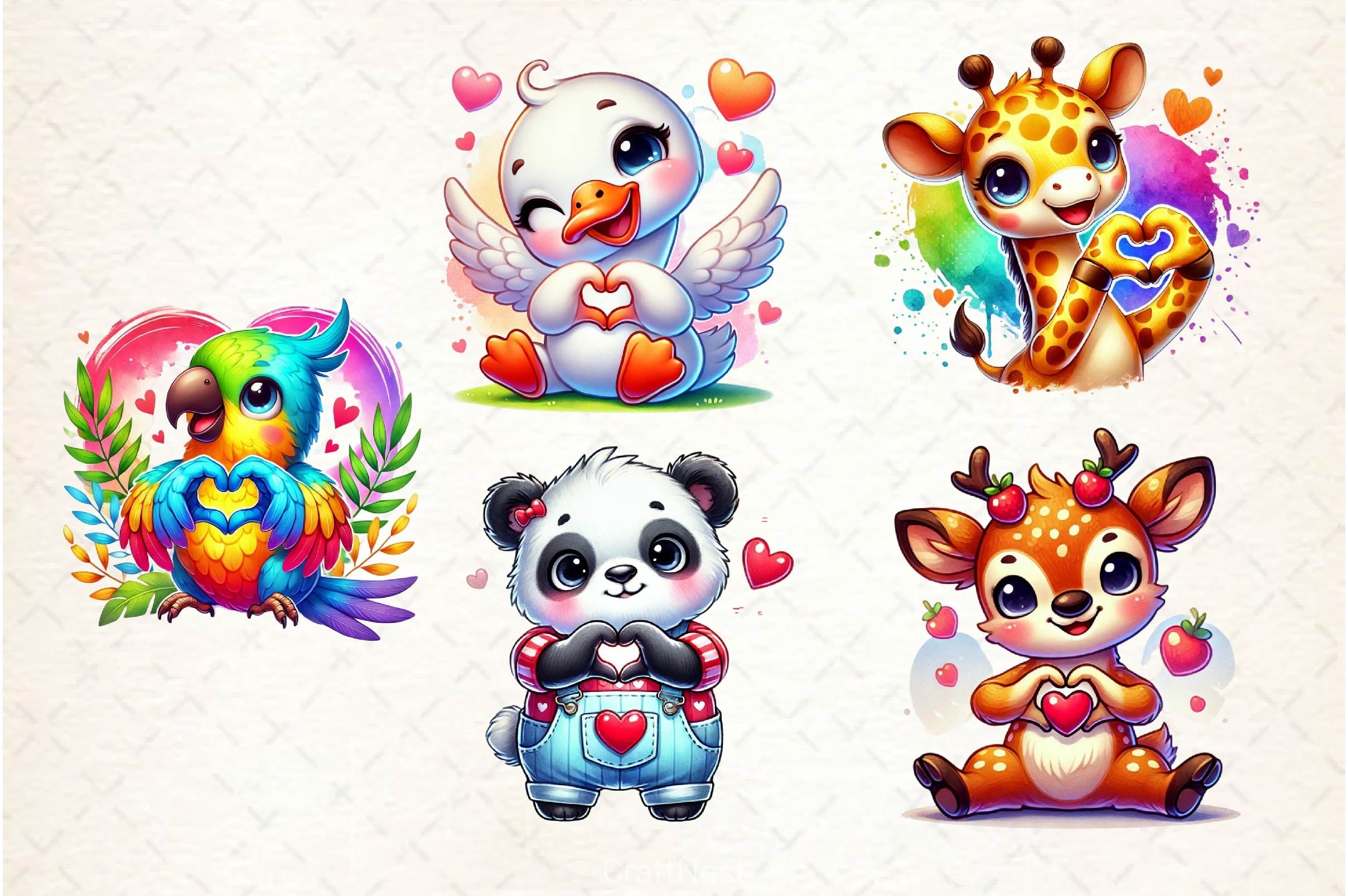 Valentine's Day Animals Clipart Bundle 3 - CraftNest - Digital Crafting and Art