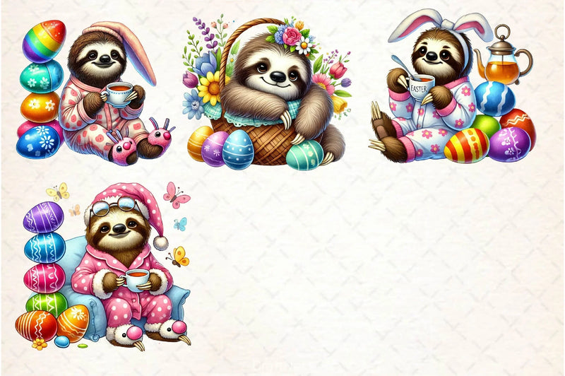Easter Sloth Clipart Bundle 2 - CraftNest - Digital Crafting and Art