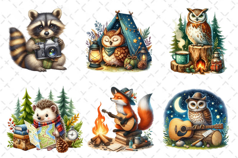 Camping Animals Clipart Bundle 2 - CraftNest - Digital Crafting and Art