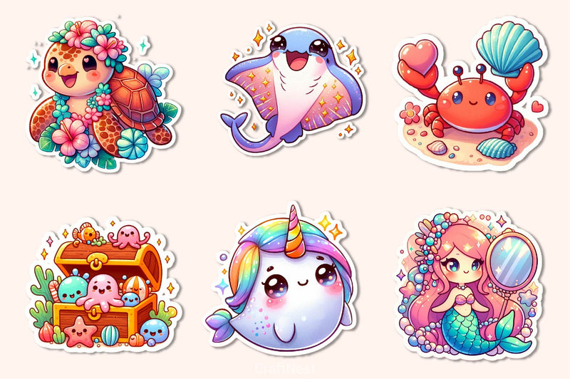 Kawaii Under The Sea Clipart Bundle - CraftNest - Digital Crafting and Art