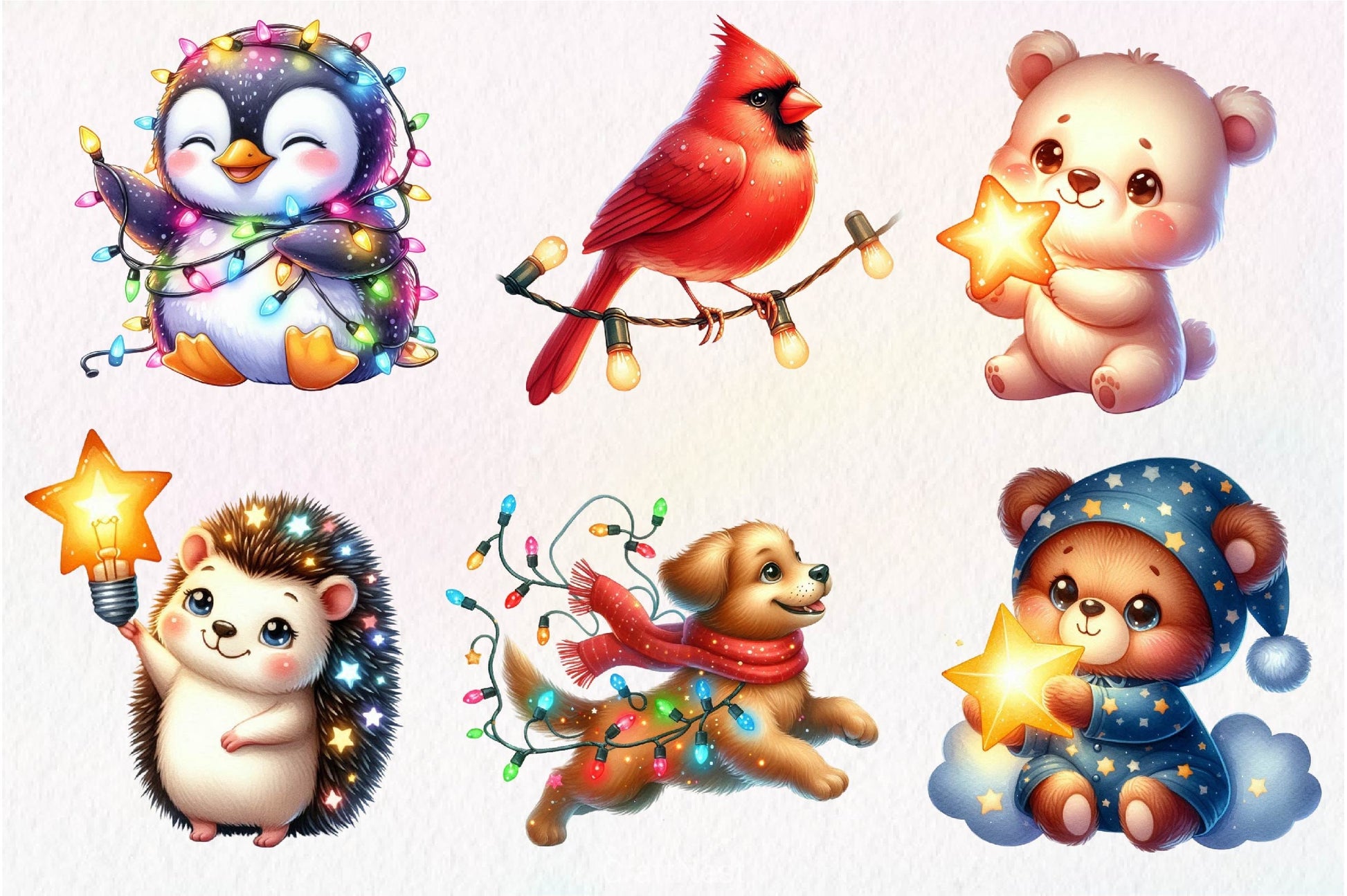 Christmas Light Animal Clipart Bundle 2 - CraftNest - Digital Crafting and Art