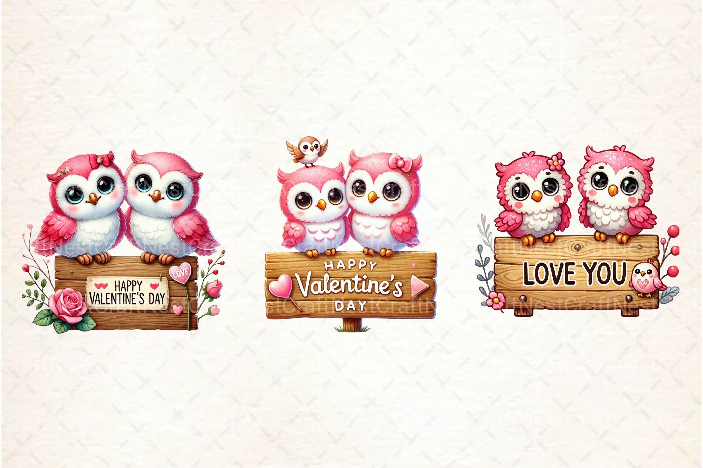 Valentine Couple Owl Clipart Bundle - CraftNest - Digital Crafting and Art