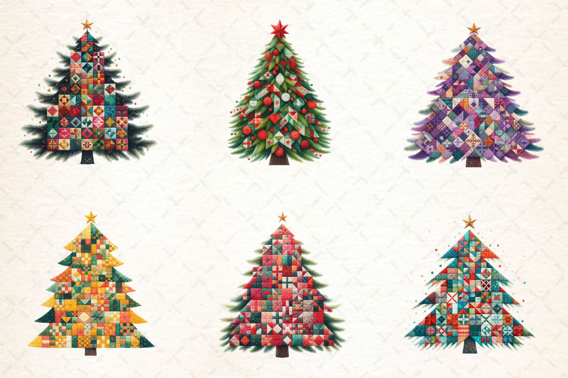 Quilted Christmas Tree Border Clipart Bundle 2 - CraftNest - Digital Crafting and Art