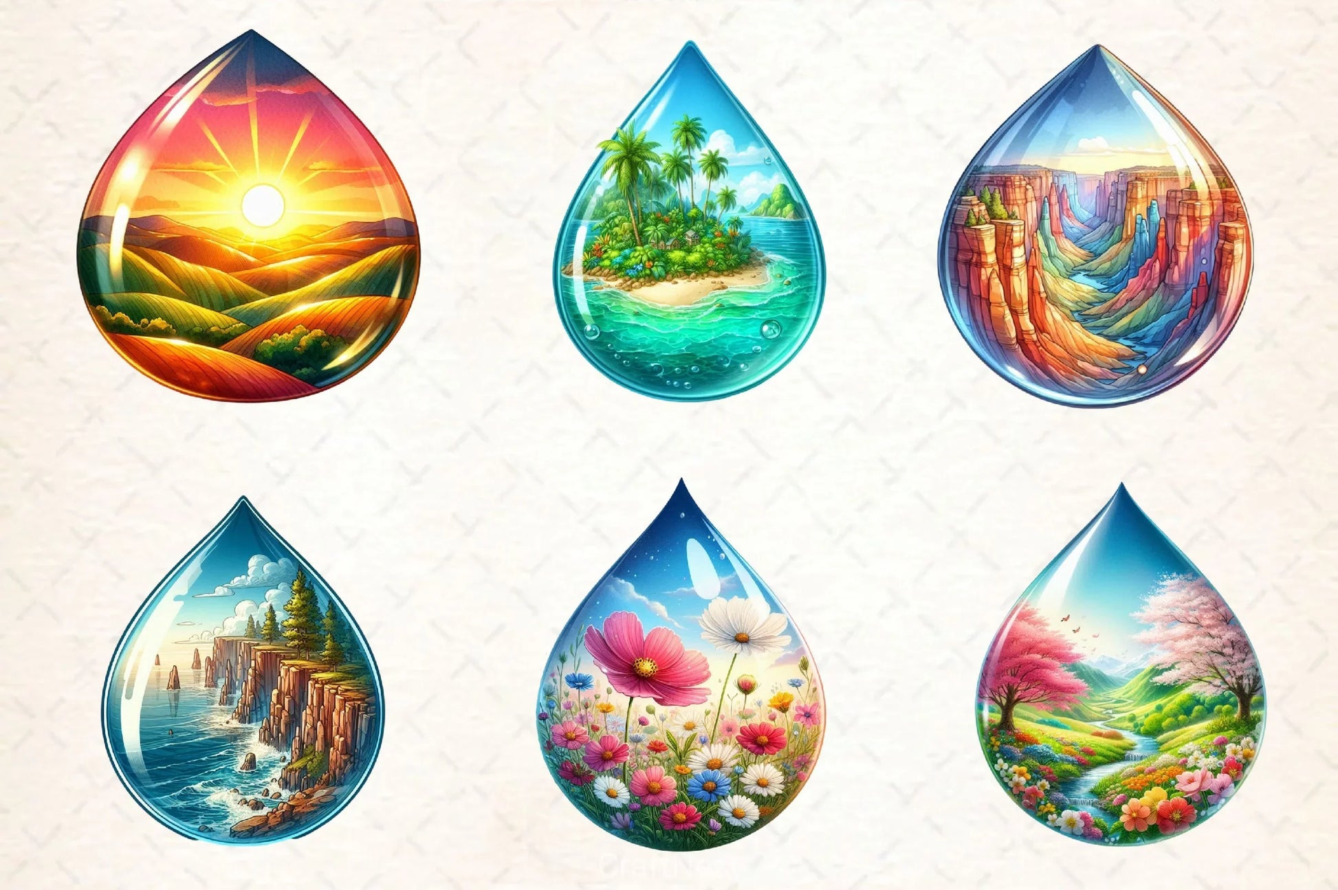 Landscape Water Droplet Clipart Bundle 2 - CraftNest - Digital Crafting and Art
