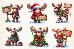 Adorable Christmas Moose Clipart Bundle - CraftNest - Digital Crafting and Art