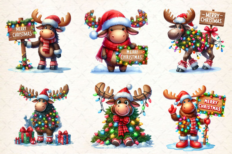 Adorable Christmas Moose Clipart Bundle - CraftNest - Digital Crafting and Art