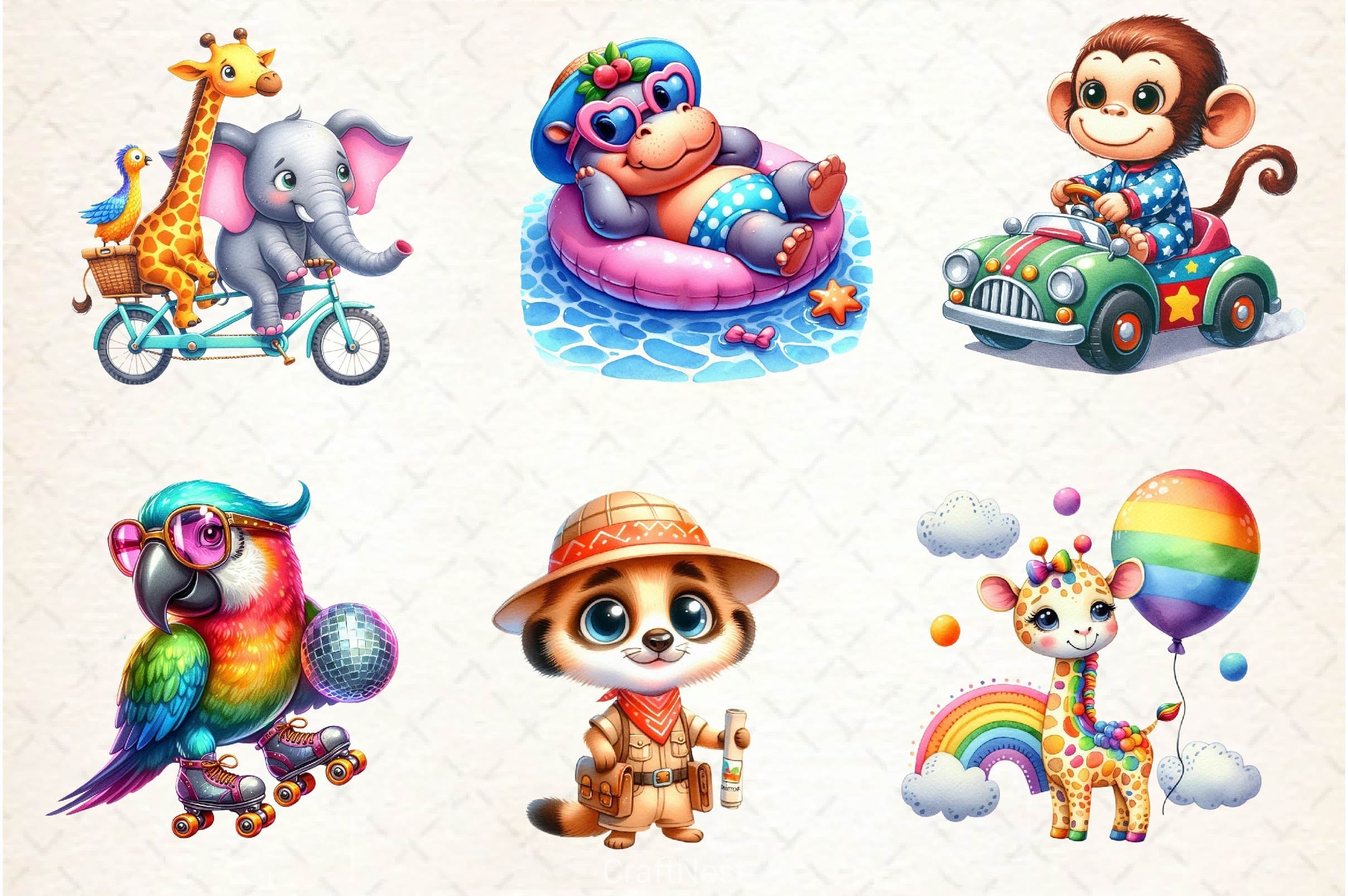 Quirky Safari Animals Clipart Bundle 2 - CraftNest - Digital Crafting and Art