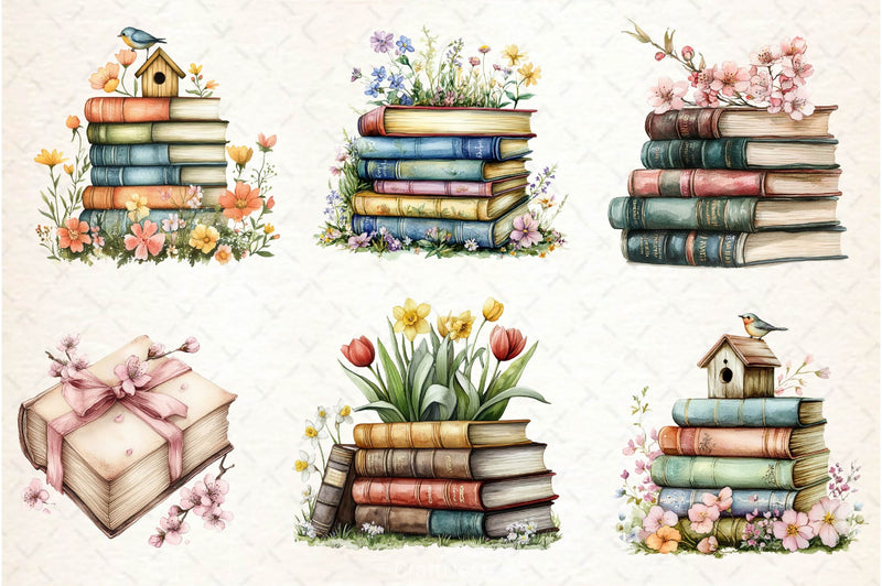 Spring Books Clipart Bundle 3 - CraftNest - Digital Crafting and Art