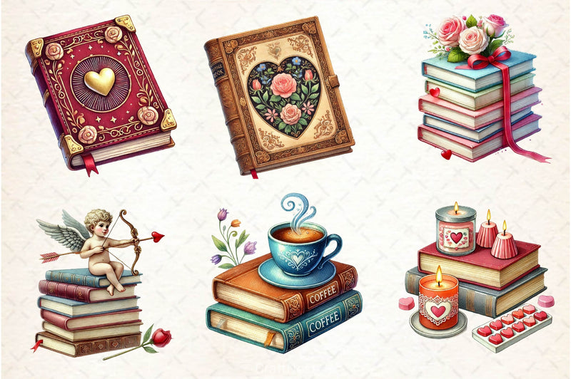 Valentines Books Clipart Bundle 2 - CraftNest - Digital Crafting and Art