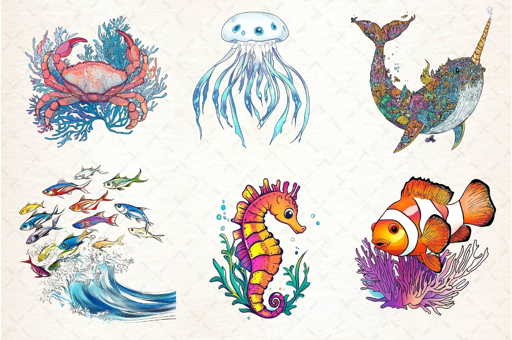 Cute Animals Under The Sea Clipart Bundle - CraftNest - Digital Crafting and Art
