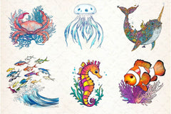 Cute Animals Under The Sea Clipart Bundle - CraftNest - Digital Crafting and Art