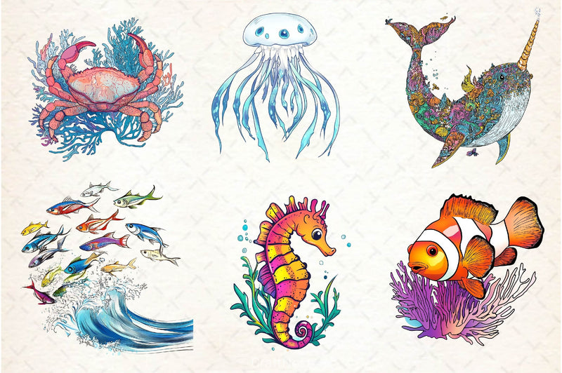 Cute Animals Under The Sea Clipart Bundle - CraftNest - Digital Crafting and Art