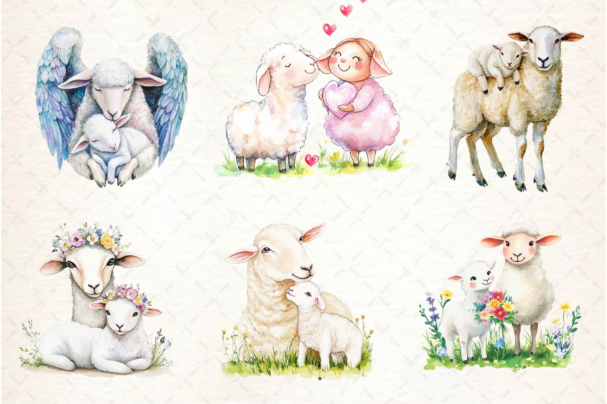 Lamb Ewe Love Clipart Bundle 2 - CraftNest - Digital Crafting and Art