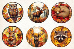 Stained Glass Autumn Animals Clipart Bundle - CraftNest - Digital Crafting and Art