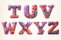 Purple Christmas Gingerbread Alphabet Clipart Bundle - CraftNest - Digital Crafting and Art