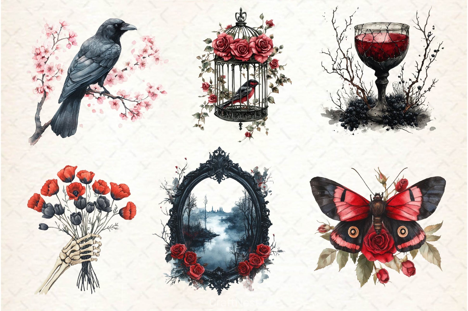 Gothic Spring Clipart Bundle 3 - CraftNest - Digital Crafting and Art