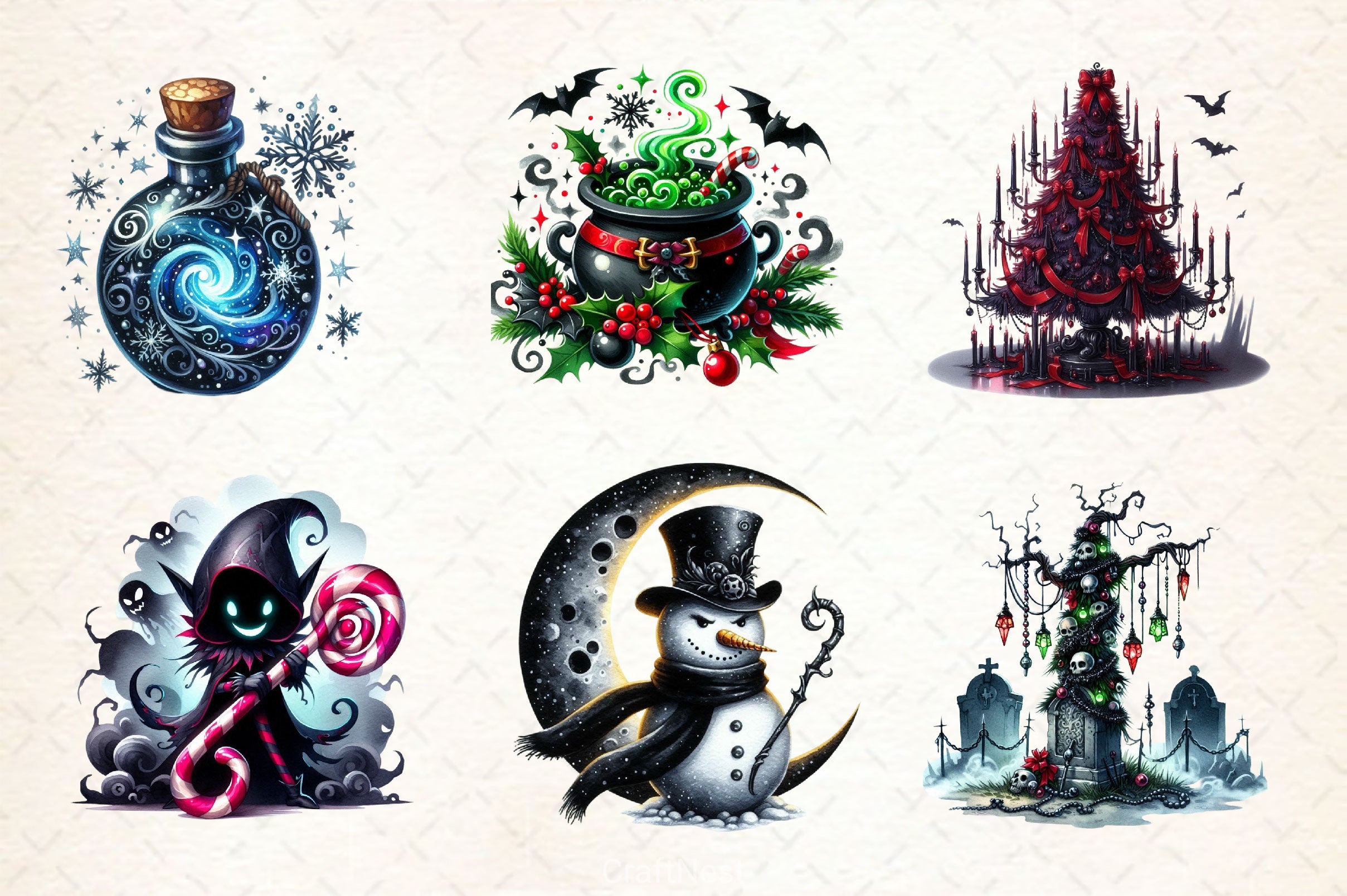 Mystical Gothic Christmas Clipart Bundle 2 - CraftNest - Digital Crafting and Art