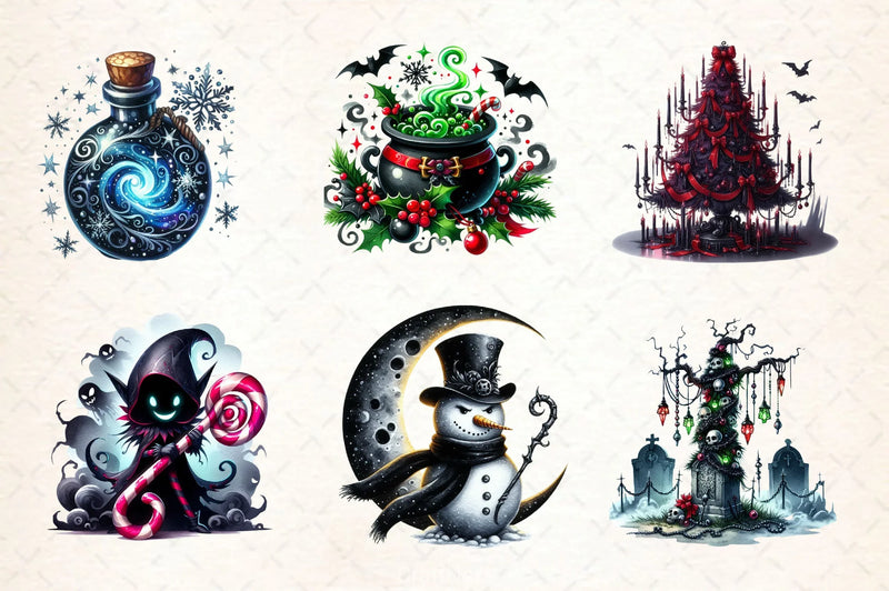 Mystical Gothic Christmas Clipart Bundle 2 - CraftNest - Digital Crafting and Art