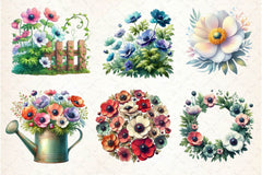 Anemone Flower Bloom Clipart Bundle - CraftNest - Digital Crafting and Art