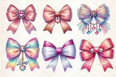 Glitter Coquette Valentine Bow Clipart Bundle - CraftNest - Digital Crafting and Art