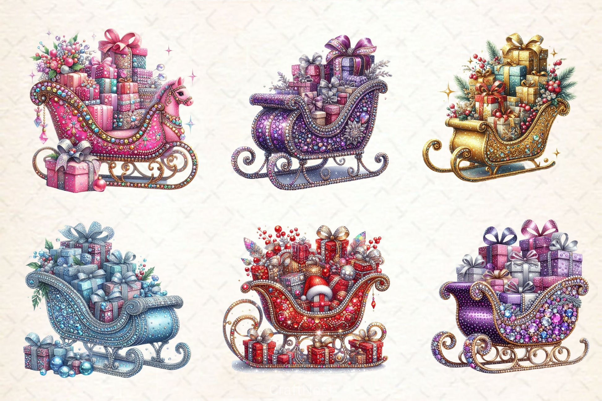 Sleigh Sparkling Xmas Clipart Bundle - CraftNest - Digital Crafting and Art