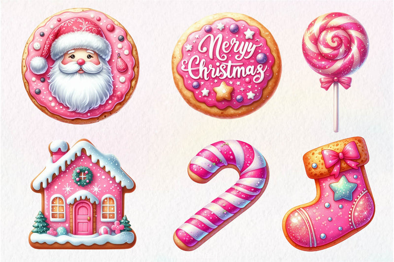 Pink Christmas Cookie Clipart Bundle - CraftNest - Digital Crafting and Art
