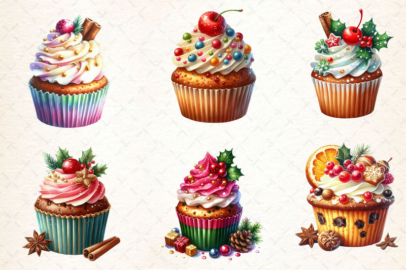 Christmas Cupcake Vintage Cupcake Clipart Bundle - CraftNest - Digital Crafting and Art