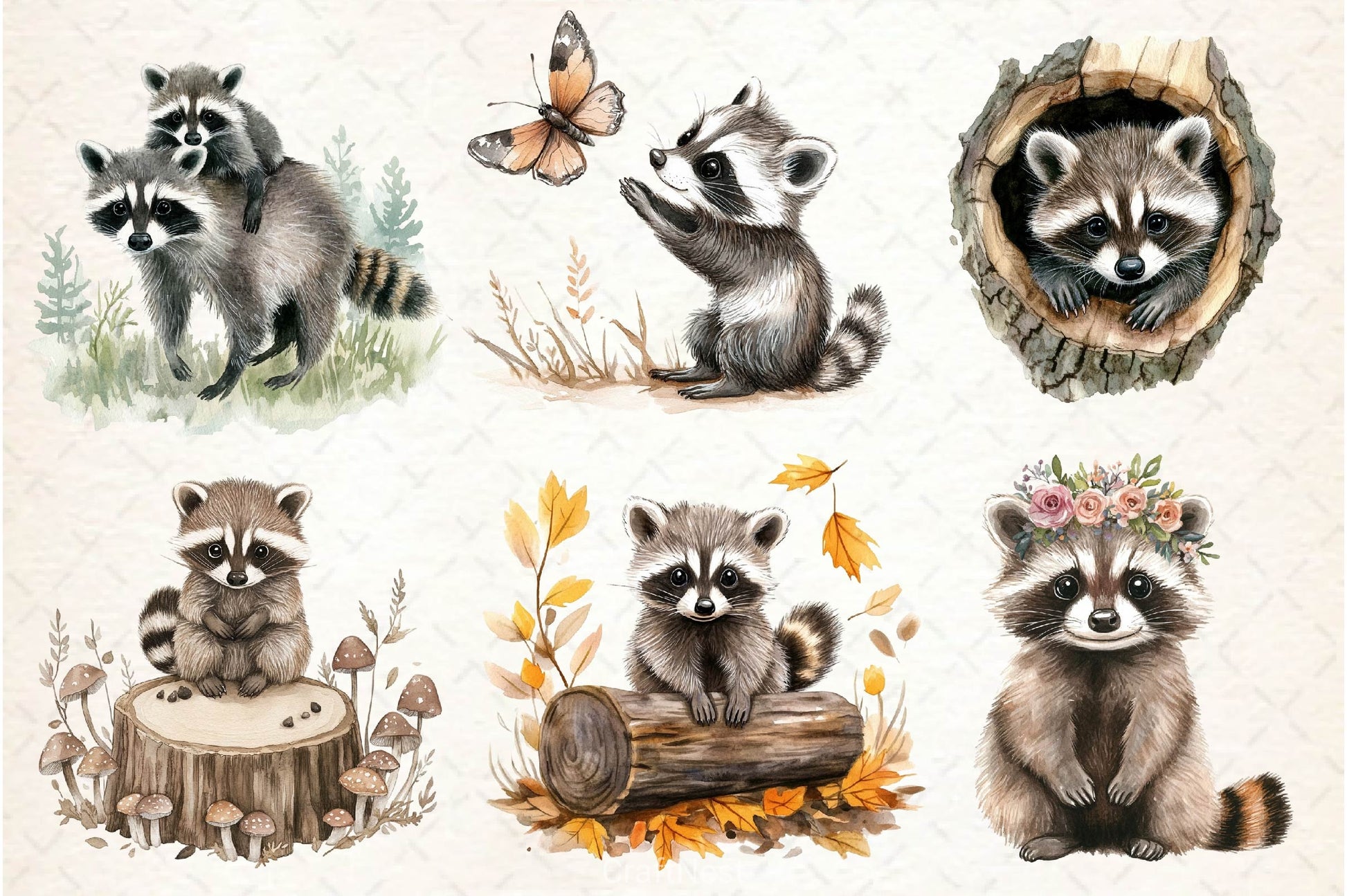 Raccoon Kit Clipart Bundle 2 - CraftNest - Digital Crafting and Art