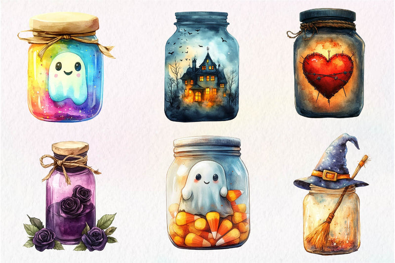Halloween Mason Jar Clipart Bundle - CraftNest - Digital Crafting and Art