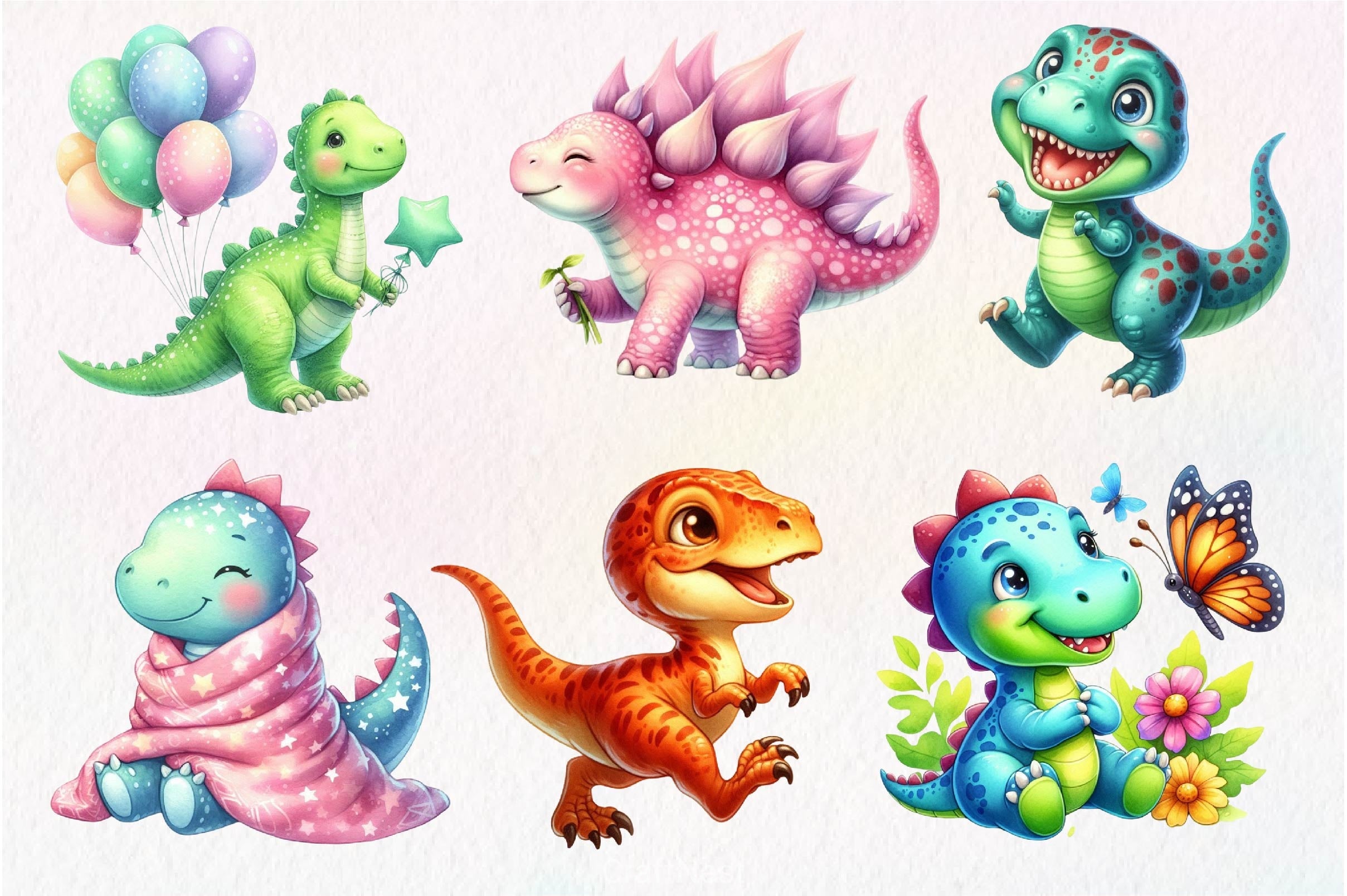 Cute Dinosaurs Clipart Bundle 3 - CraftNest - Digital Crafting and Art
