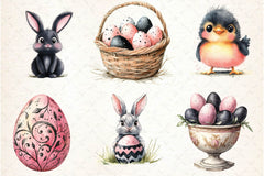 Black & Pink Easter Clipart Bundle 2 - CraftNest - Digital Crafting and Art