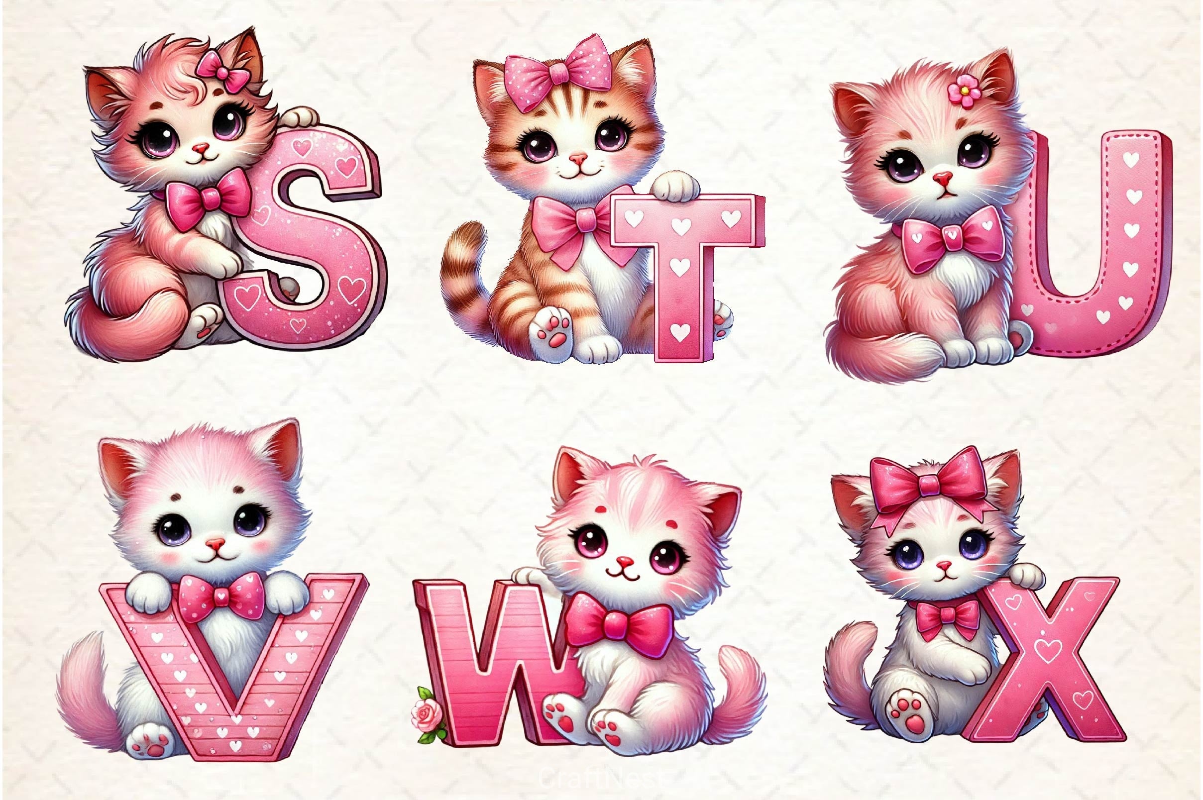 Valentine Cats Alphabet Clipart Bundle - CraftNest - Digital Crafting and Art