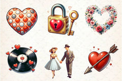 Retro Valentine Clipart Bundle 3 - CraftNest - Digital Crafting and Art