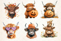 Autumn Funny Highland Cow Clipart Bundle - CraftNest - Digital Crafting and Art