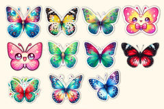 Kawaii Butterfly Stickers Sticker Clipart Bundle 3 - CraftNest - Digital Crafting and Art