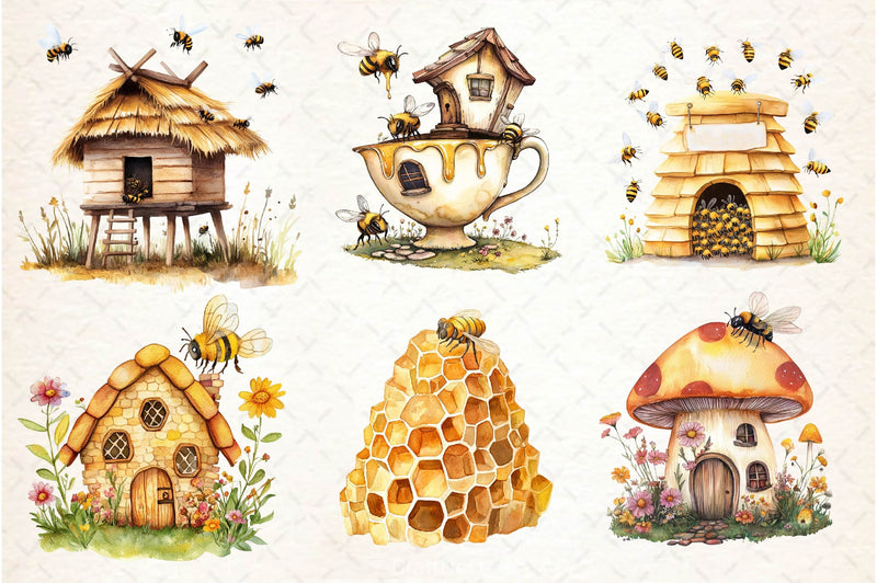 Bee Home Clipart Bundle 2 - CraftNest - Digital Crafting and Art