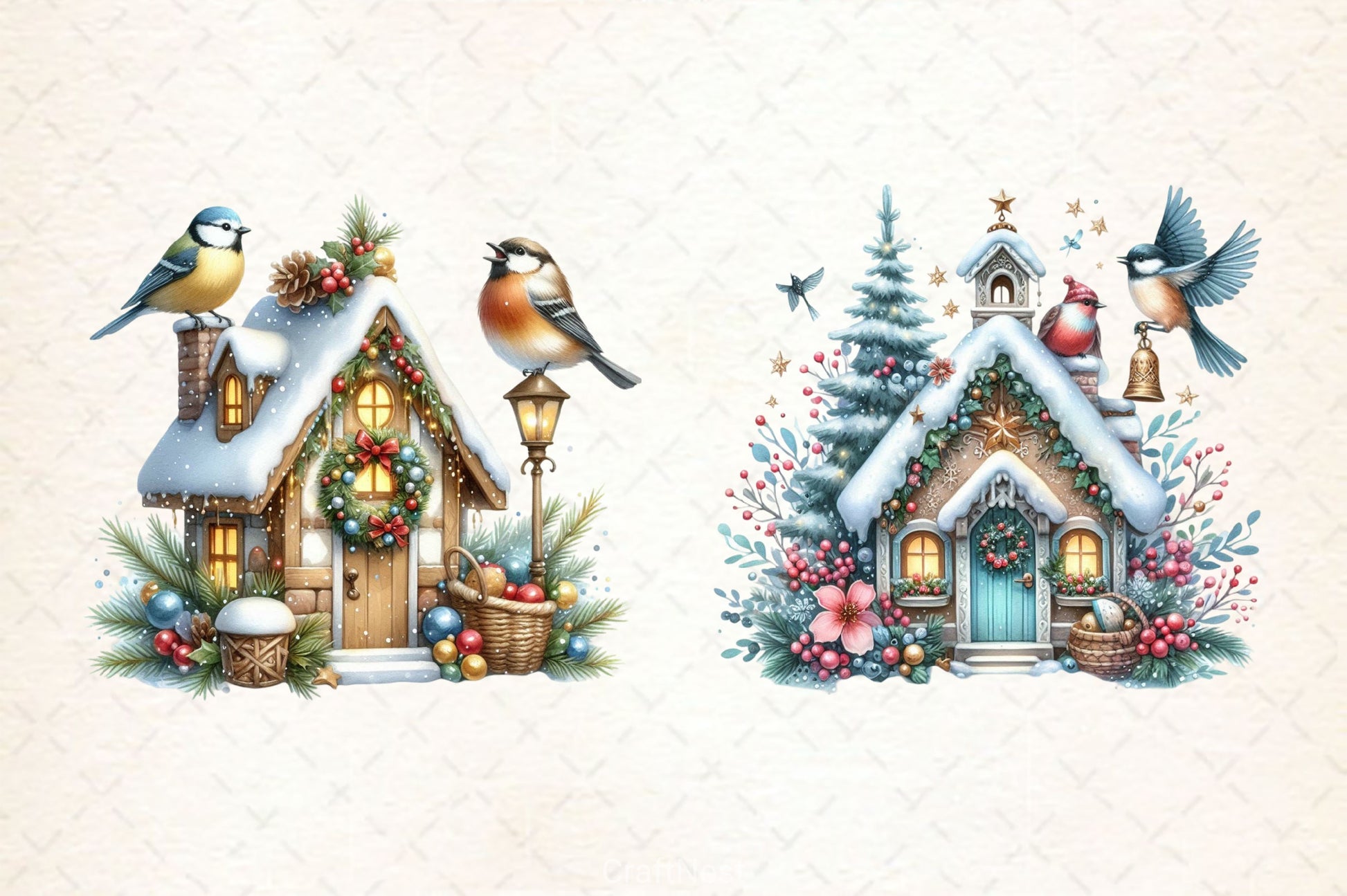 Christmas Bird House Clipart Bundle 3 - CraftNest - Digital Crafting and Art