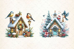 Christmas Bird House Clipart Bundle 3 - CraftNest - Digital Crafting and Art