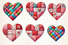 Patchwork Heart Valentines Day Clipart Bundle 2 - CraftNest - Digital Crafting and Art
