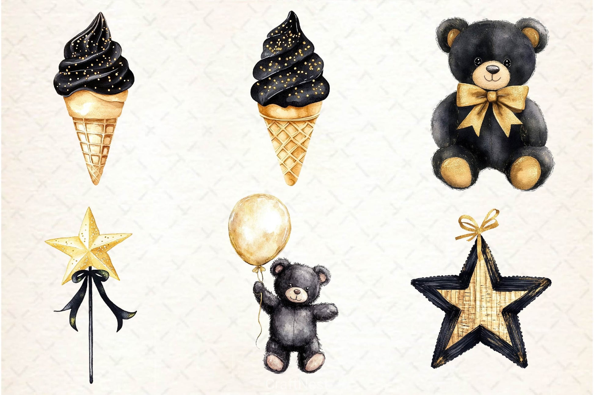 Luxury Black Kids Birthday Clipart Bundle - CraftNest - Digital Crafting and Art